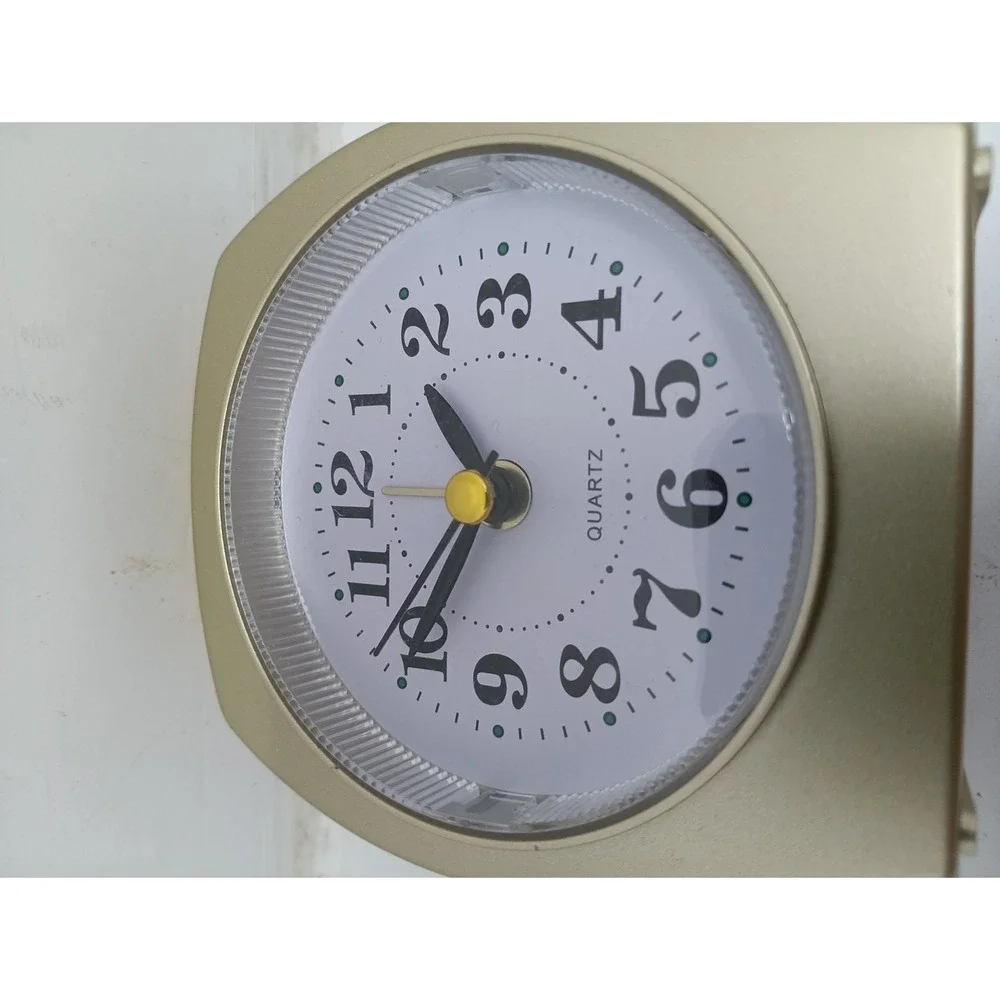 Gold & White Plastic Bedside Alarm Clock
